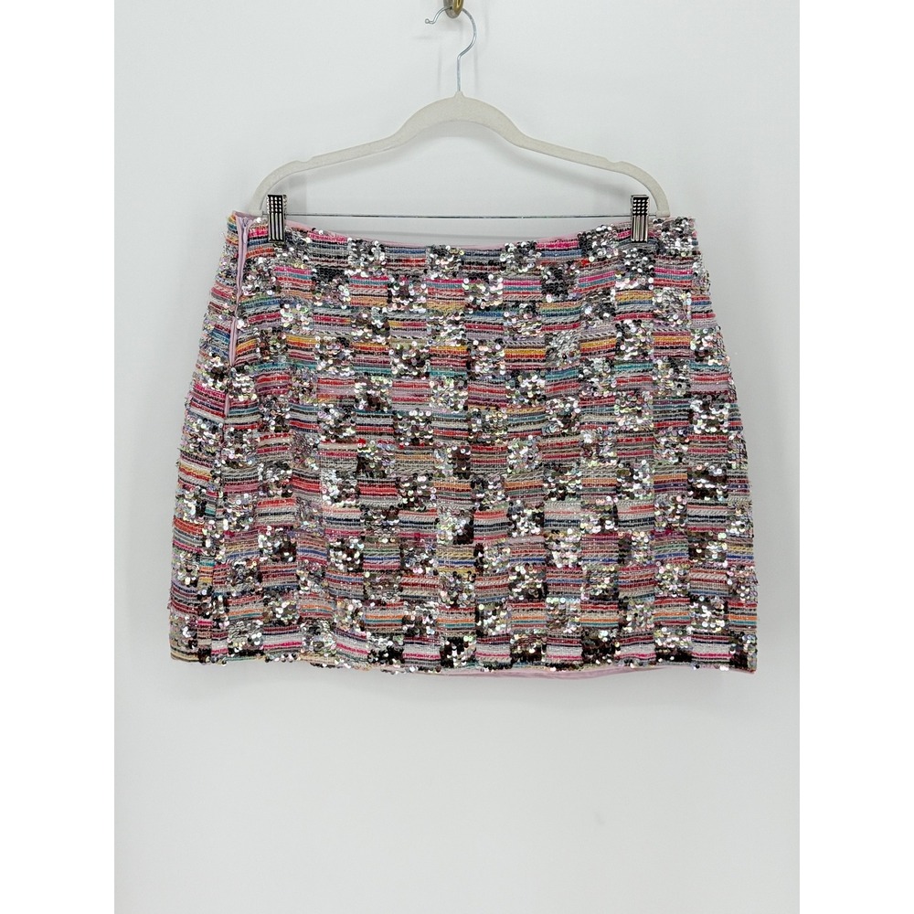 Going Out Sequin Rainbow Checkered Plus Size Skirt Size 1XL Club Party Rave